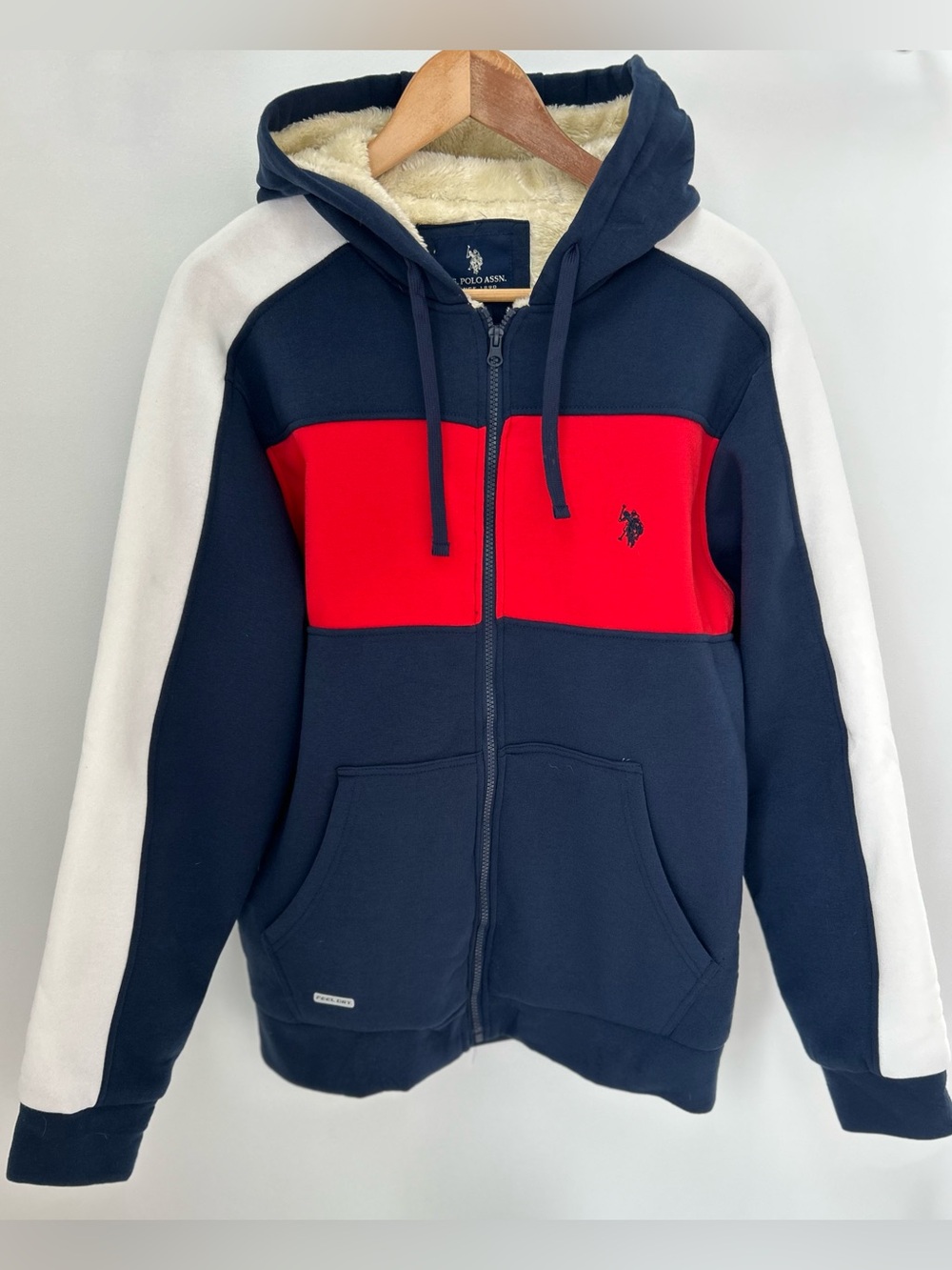 U.S. Polo Assn. Sherpa-Lined Colorblock Full-Zip Hoodie – Men’s M